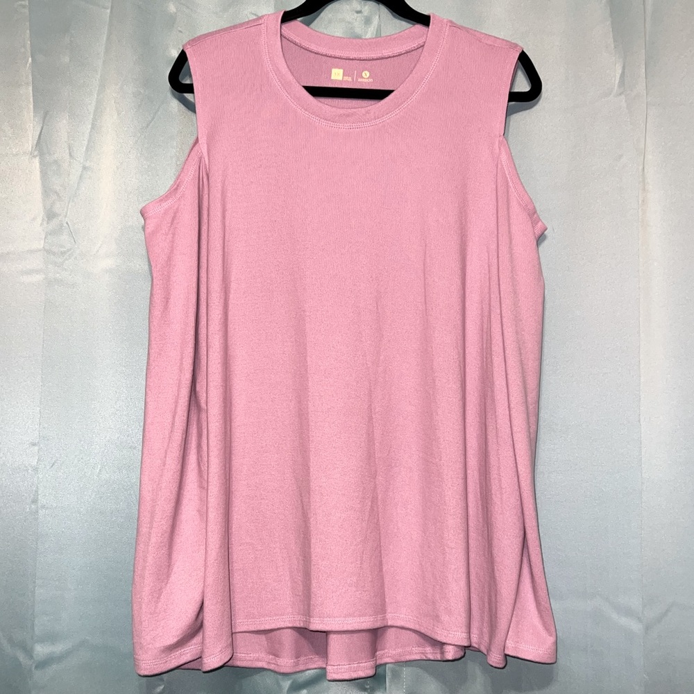 Xersion Studio Cold Shoulder Sweater Lightweight High-Low light pink/mauve